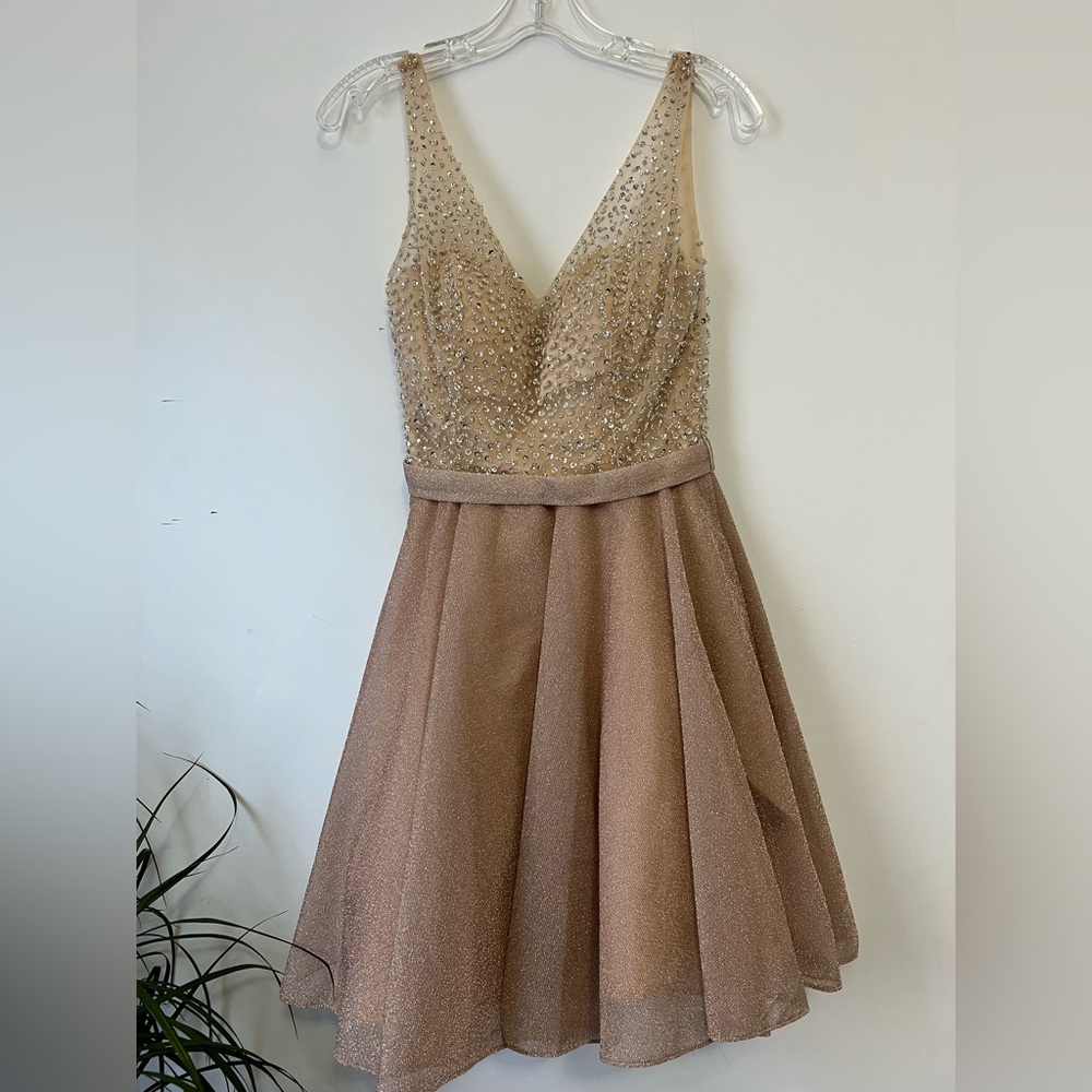 A-line  glitter dress with beaded top size Small